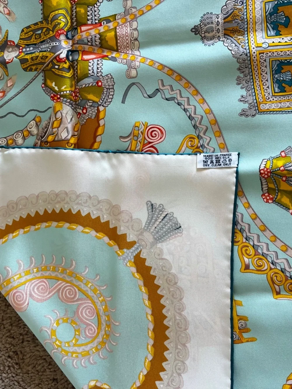 Authenticated Hermès Paris Pegase Silk Scarf, made in France
